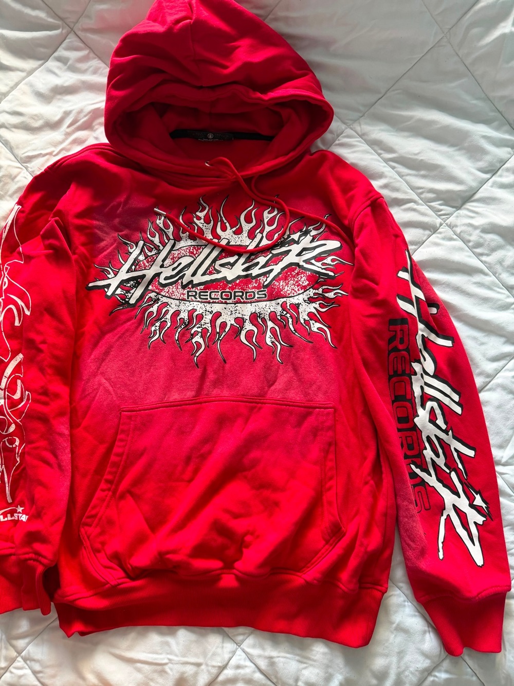 Hellstar Red Crewneck Hoodie with Flame Graphic